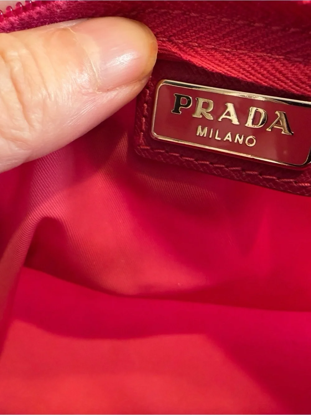 Prada Fuchsia Vela Nylon Cosmetic Pouch with Triangle Logo